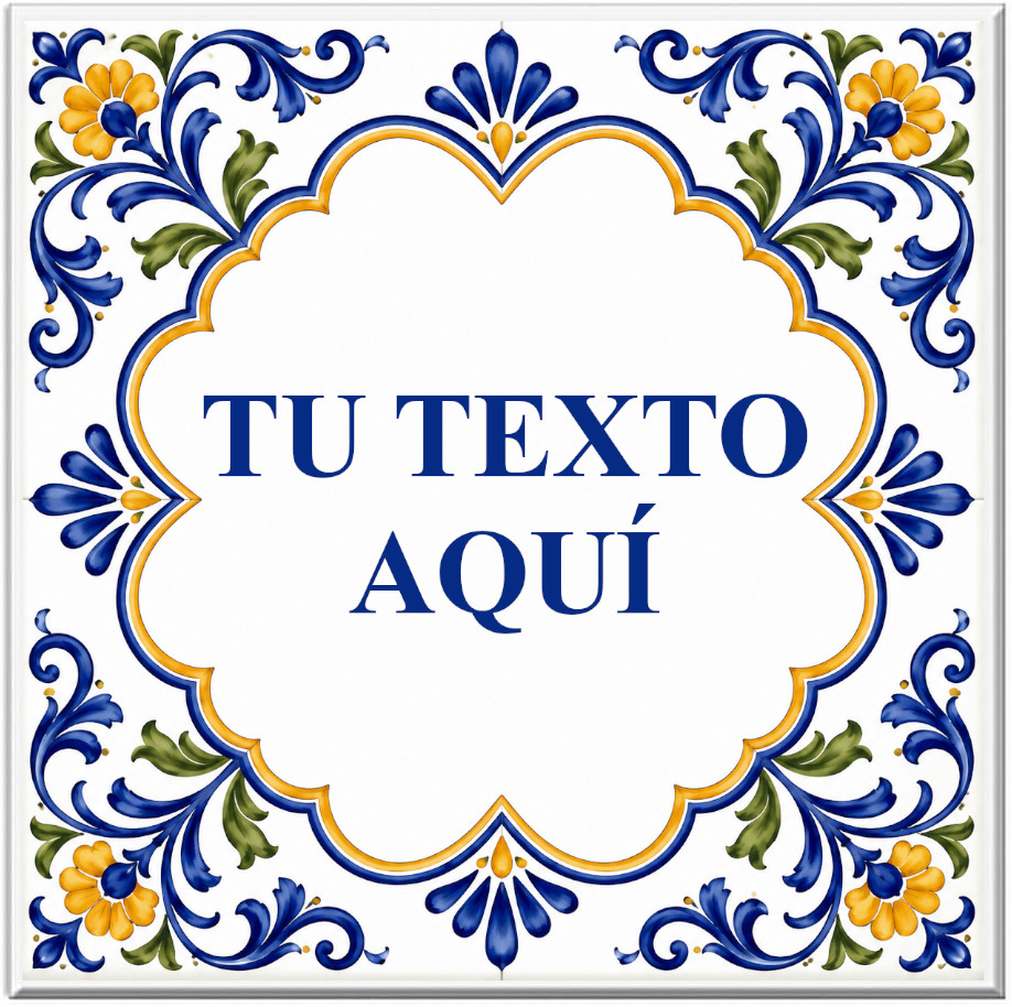 Azulejo de Cerámica Personalizado, 15 x 15 cm, 8 Modelos Disponibles, Estilo Decorativo con Texto