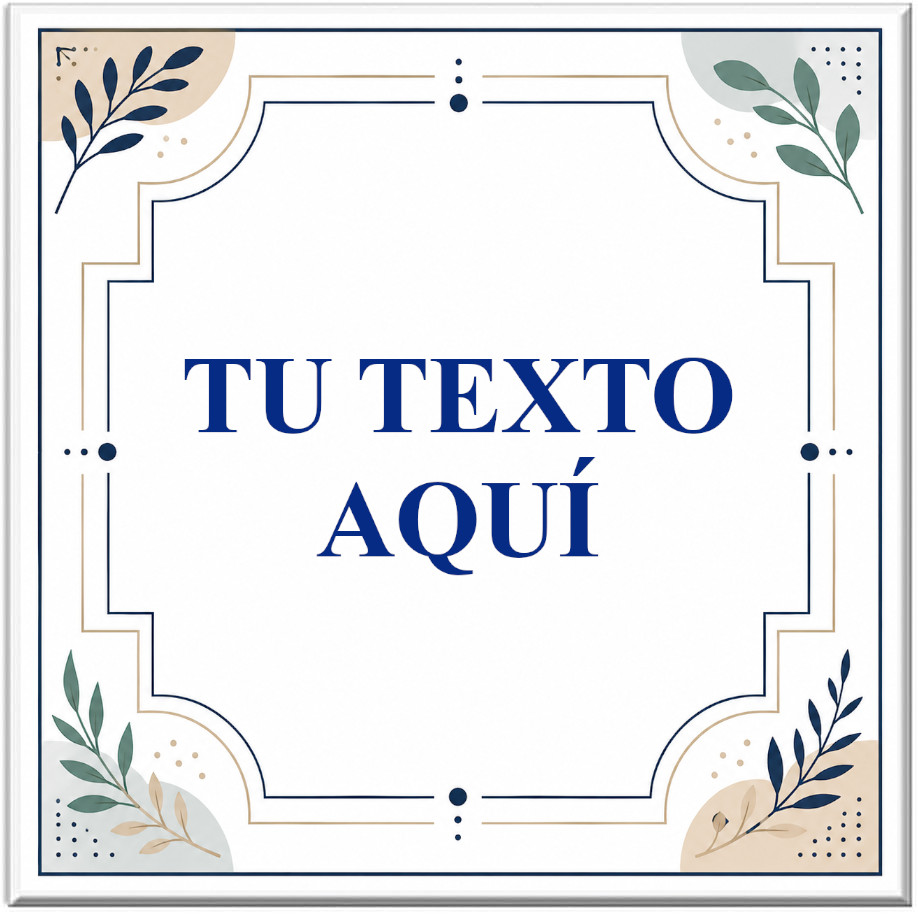 Azulejo de Cerámica Personalizado, 15 x 15 cm, 8 Modelos Disponibles, Estilo Decorativo con Texto
