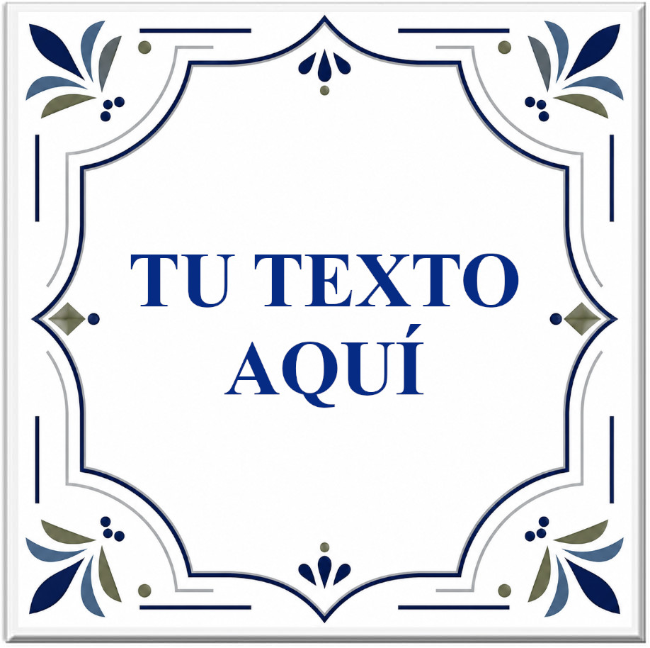 Azulejo de Cerámica Personalizado, 15 x 15 cm, 8 Modelos Disponibles, Estilo Decorativo con Texto