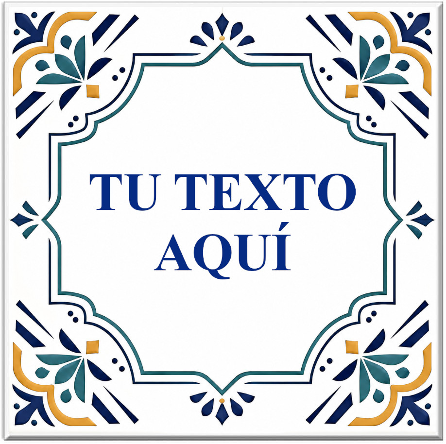 Azulejo de Cerámica Personalizado, 15 x 15 cm, 8 Modelos Disponibles, Estilo Decorativo con Texto